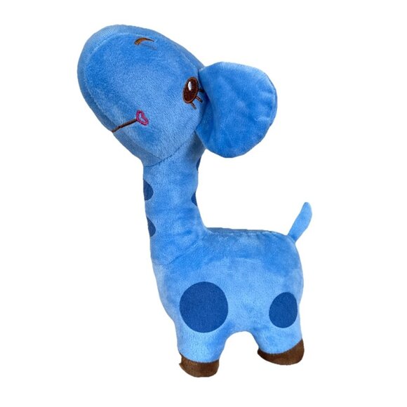 Dan Dee 9.5” Giraffe Blue Brown Spots Soft Cuddly  Cute Embroidered Eyes - Picture 1 of 7